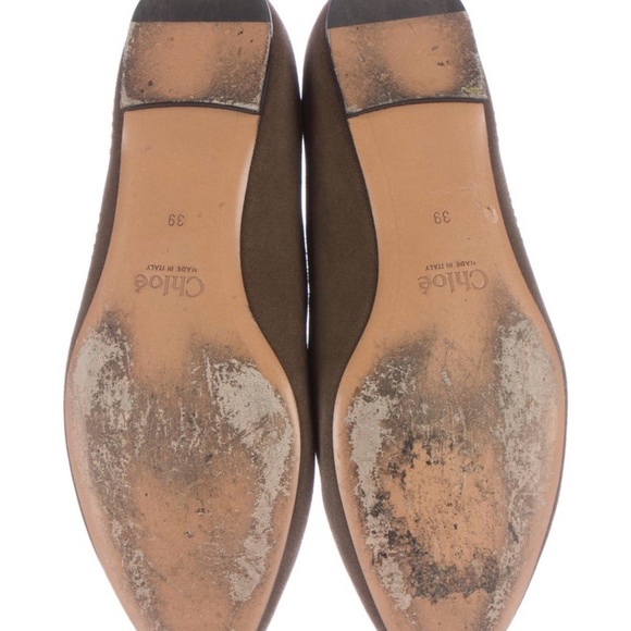 Chloe Susanna Brown Suede Ballet Flats with Gold studs - Picture 4 of 5
